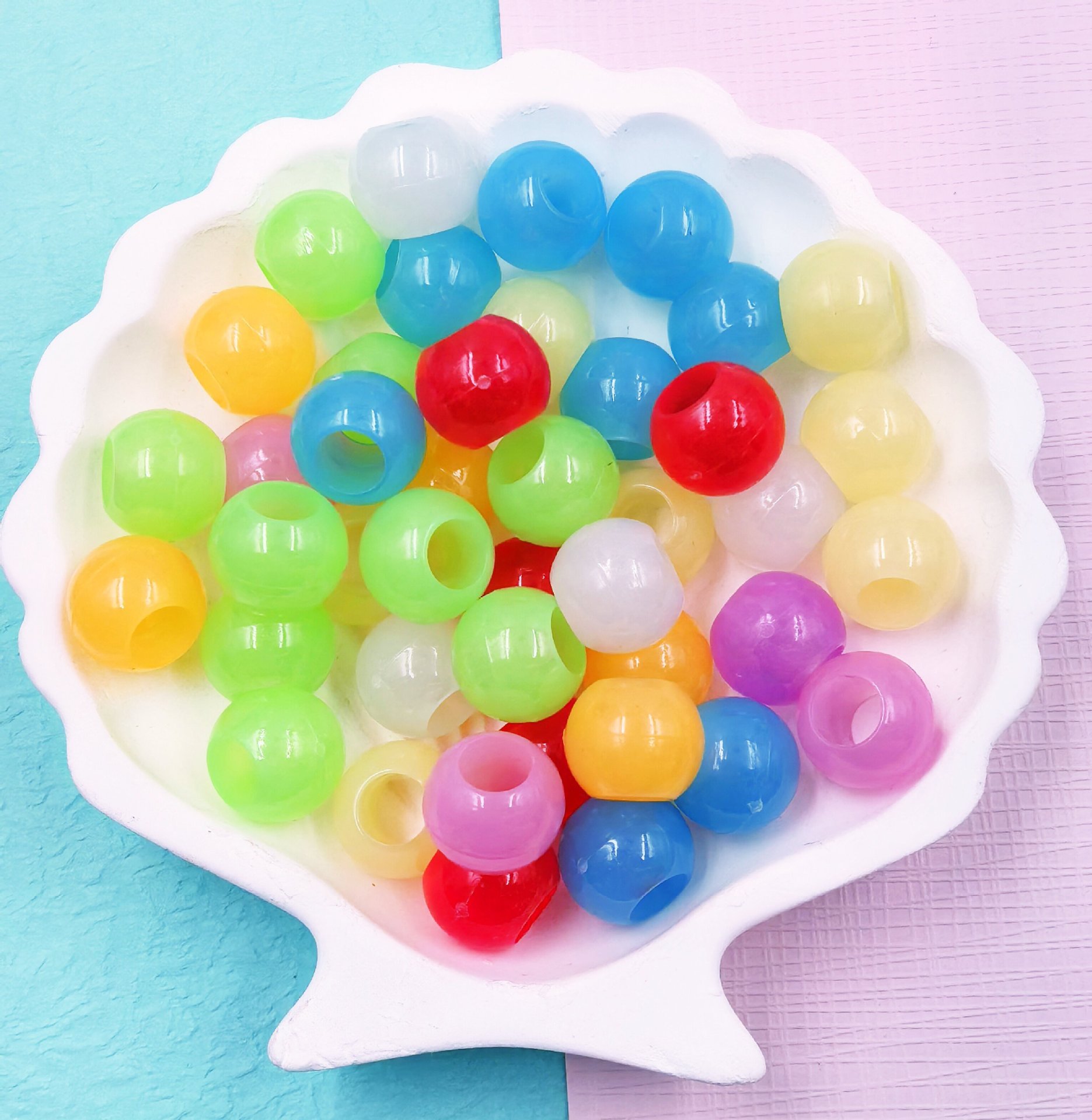 Bulk Big Hole Decorative Loose Beads Wholesale Wide Hole Beads for Braided Rope DIY Crafts