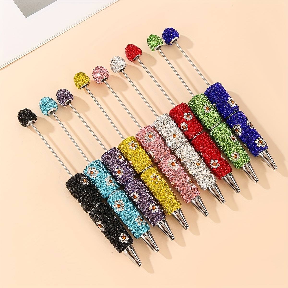 DIY Full Rhinestone Beaded Pen, Cute Mini Bead Twist Gel Pen, Ins Popular Colorful Gift Pen Wholesale