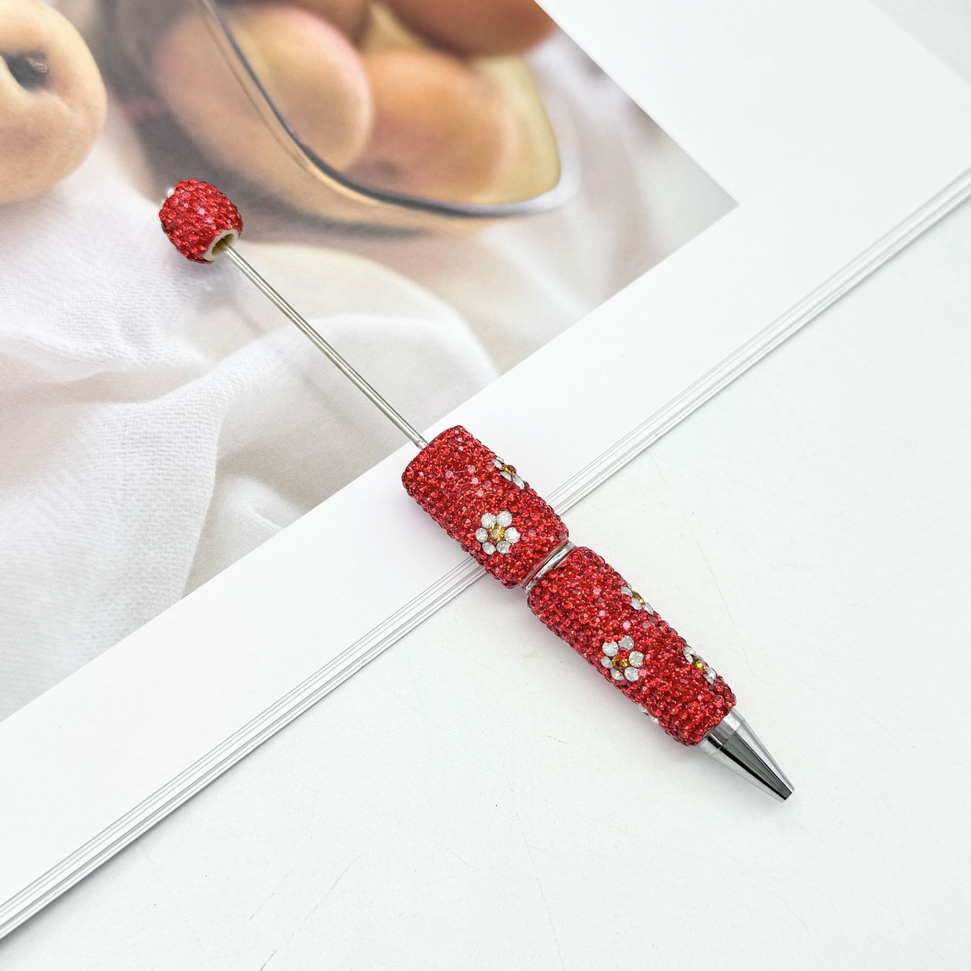 DIY Full Rhinestone Beaded Pen, Cute Mini Bead Twist Gel Pen, Ins Popular Colorful Gift Pen Wholesale