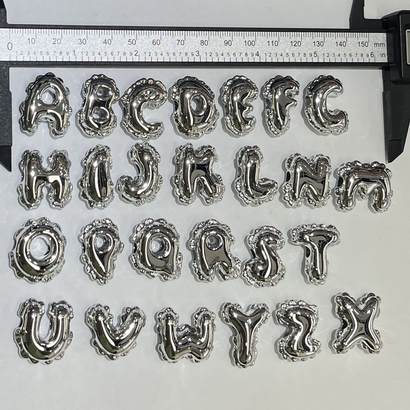UV Gold Silver Acrylic Balloon Letter Beads Large Horizontal Hole DIY Jewelry Supplies For Necklace Bracelet Charms