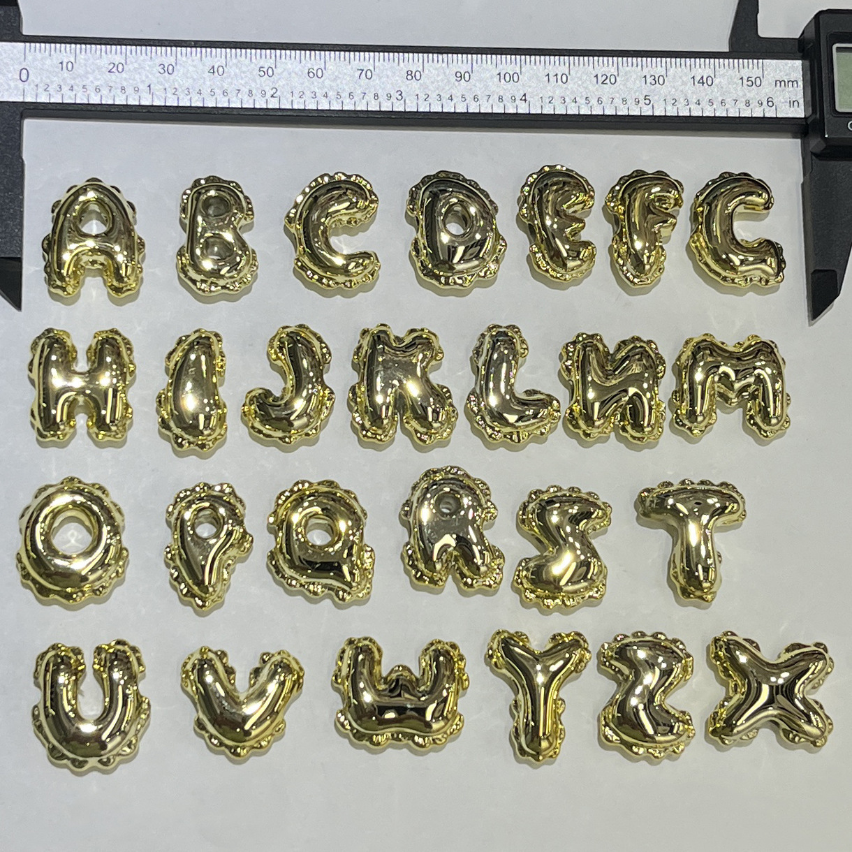 UV Gold Silver Acrylic Balloon Letter Beads Large Horizontal Hole DIY Jewelry Supplies For Necklace Bracelet Charms