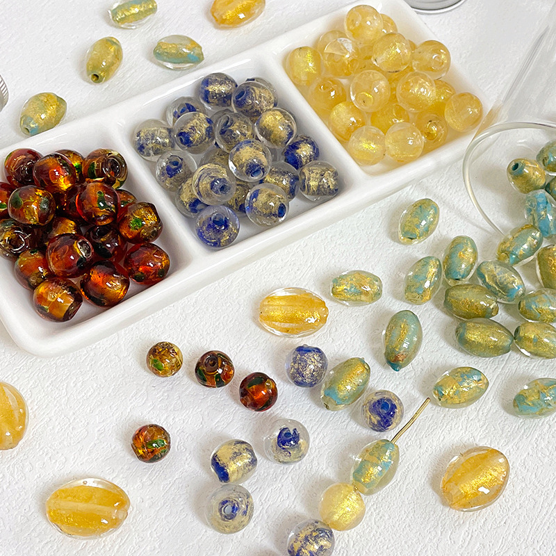 Bulk Mixed Pattern Glass Lampwork Beads Assorted DIY Accessories for Beginner Crafters