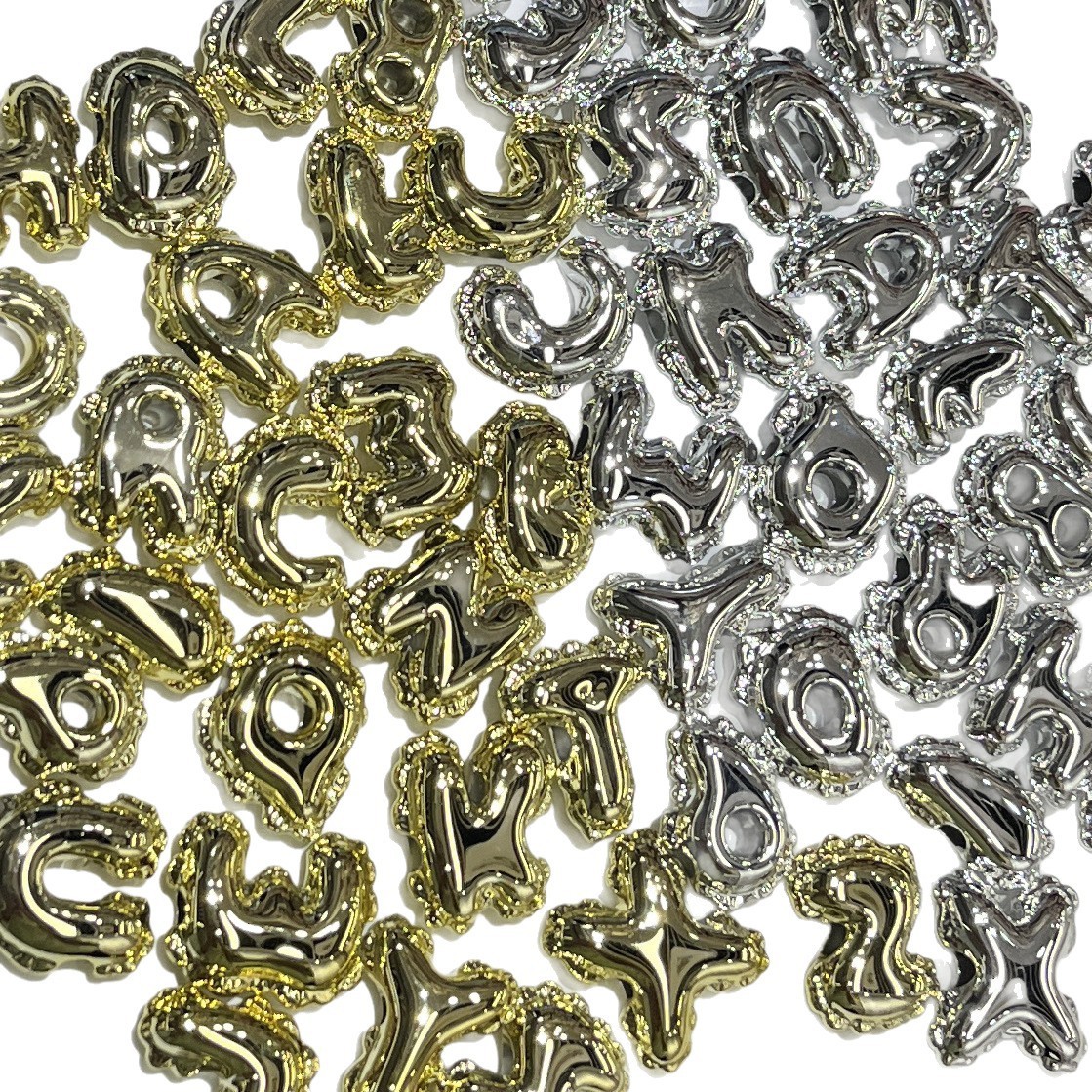 UV Gold Silver Acrylic Balloon Letter Beads Large Horizontal Hole DIY Jewelry Supplies For Necklace Bracelet Charms