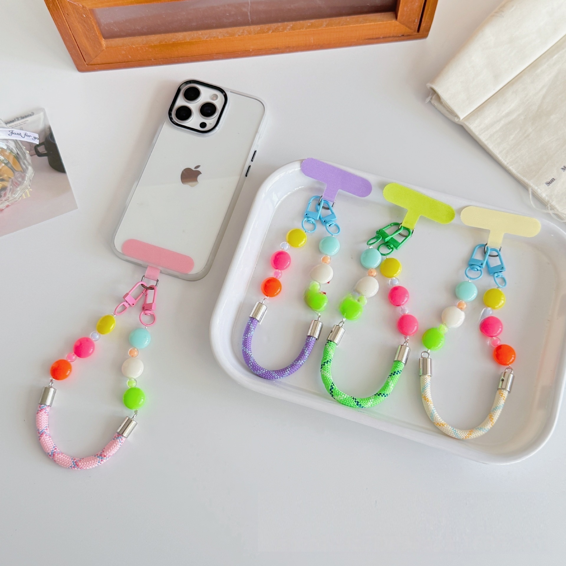 Wholesale Short Woven Phone Lanyard Portable Hand Wrist Strap Keychain Accessories