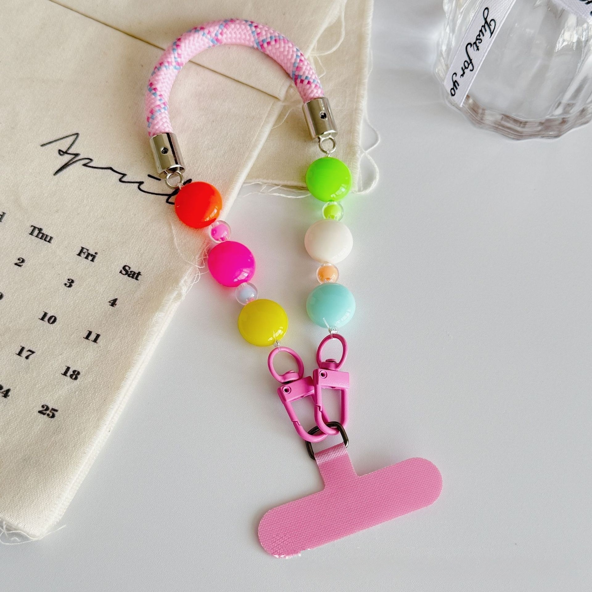 Wholesale Short Woven Phone Lanyard Portable Hand Wrist Strap Keychain Accessories