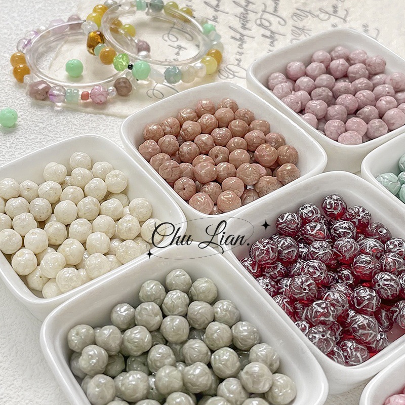 Bulk DIY Glass Lampwork Beads, Shiny Glazed Loose Beads for Handmade Jewelry Accessories