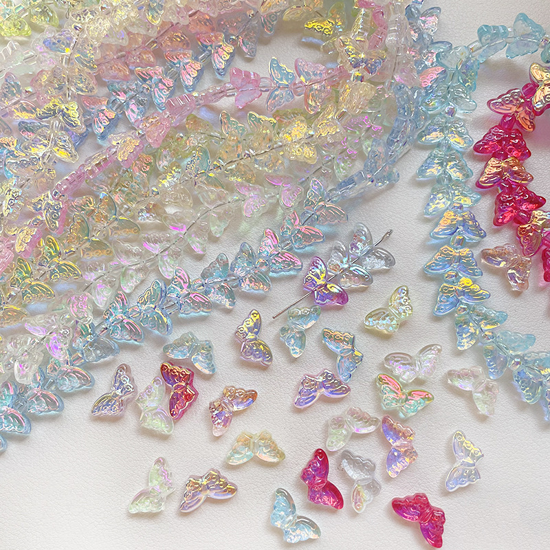 Handcraft DIY Glass Lampwork Beads, Colorful Glazed Loose Beads for Jewelry Making