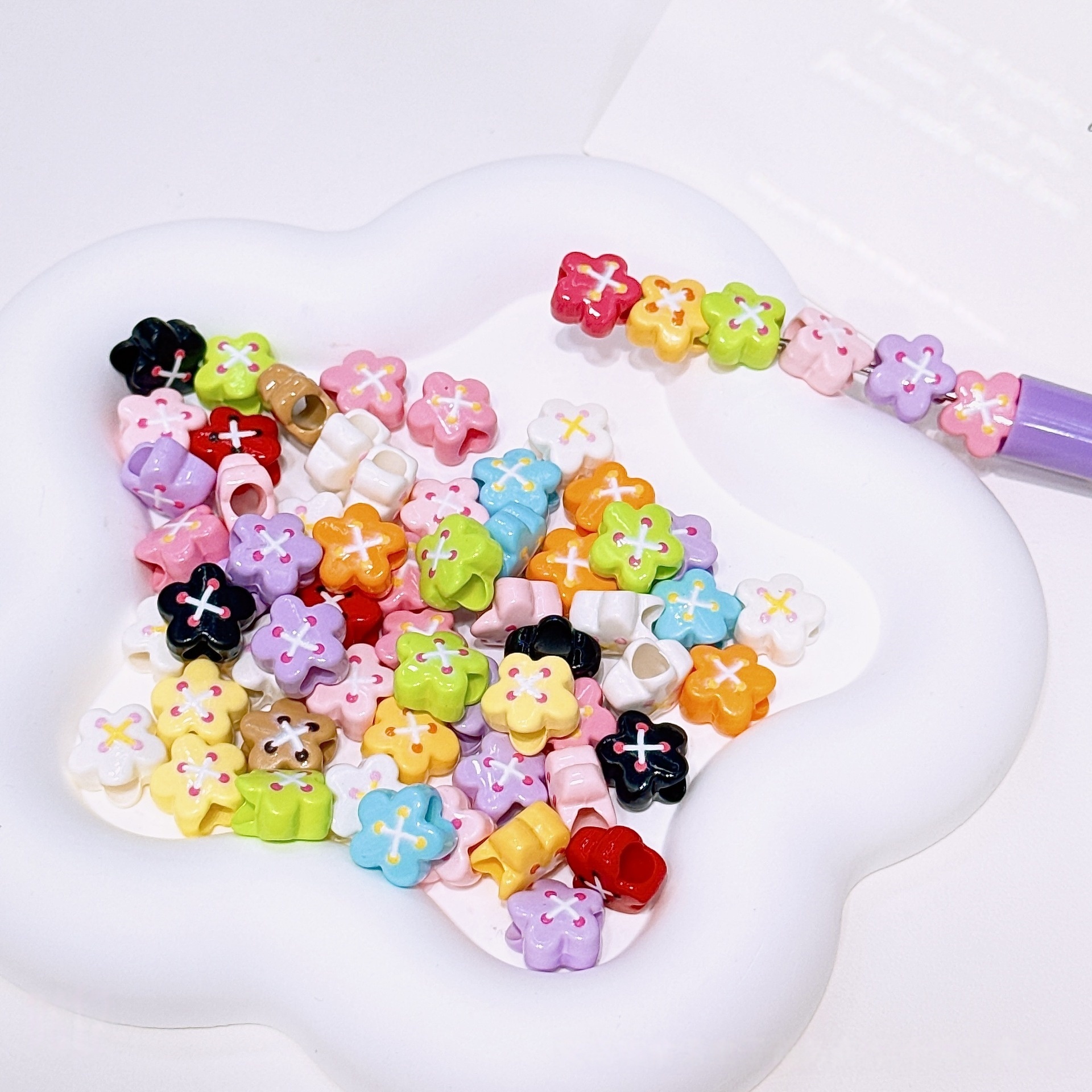 Wholesale Large Hole Perforated Acrylic Beads for Thick Cord DIY Phone Strap Accessories