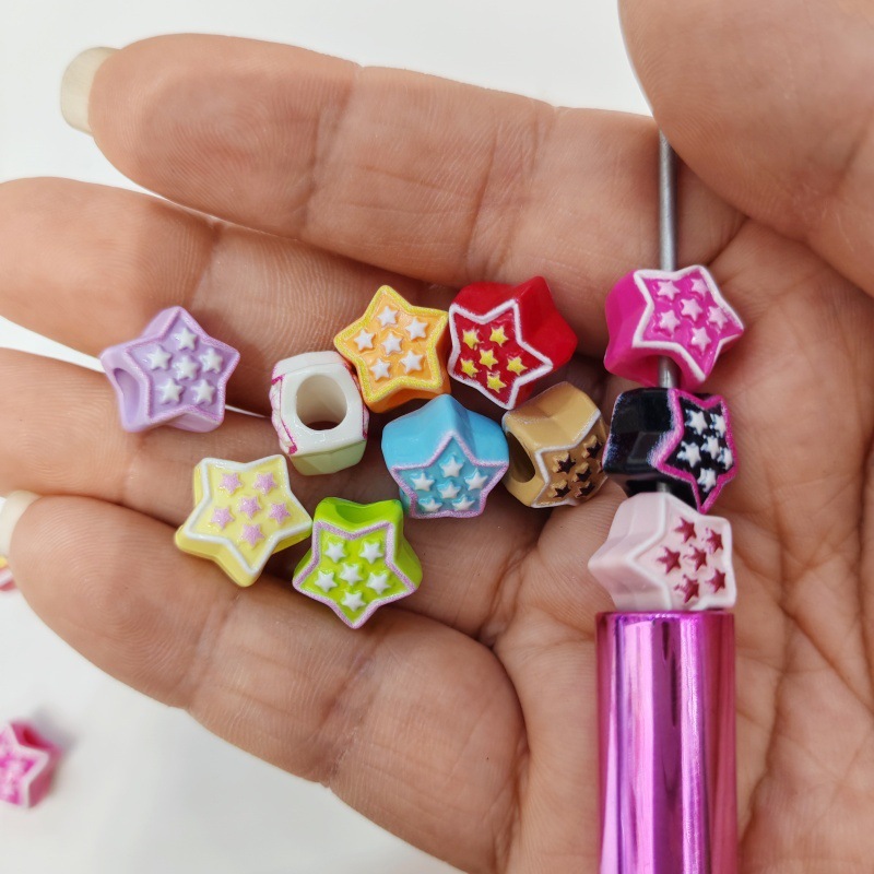 Mixed Shape Perforated Acrylic Beads Bulk Assorted Hole Beads for DIY Handmade Crafts