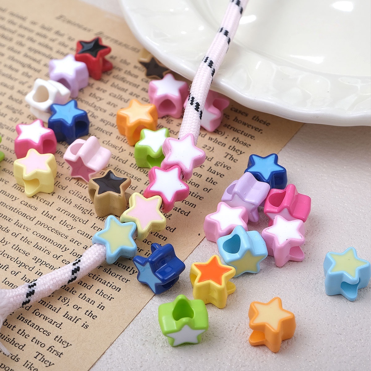 Wholesale Gradient Color Perforated Acrylic Beads Color Shift DIY Jewelry Accessories