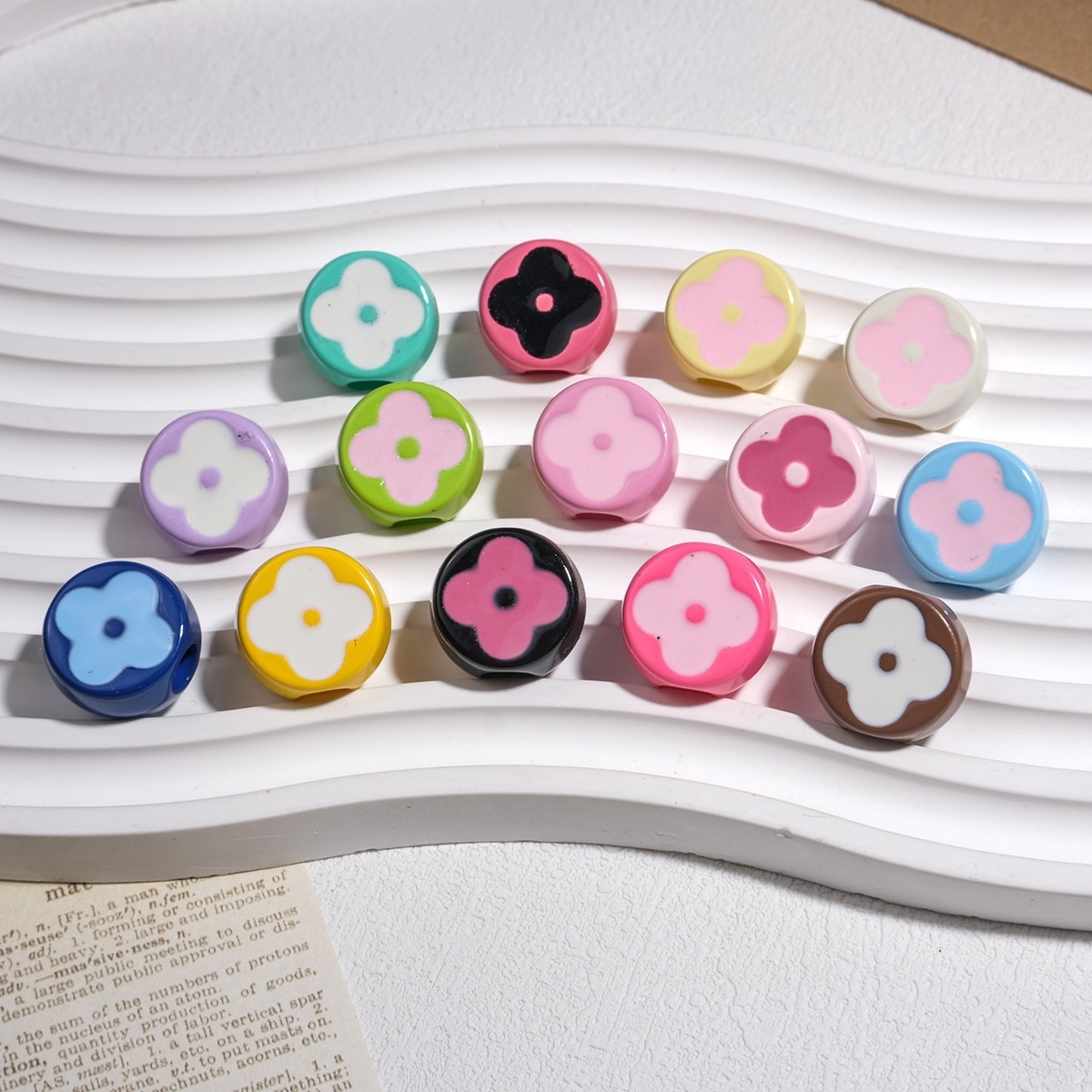 Wholesale Solid Color Perforated Acrylic Beads All-Match Hole Beads for DIY Combination Crafts