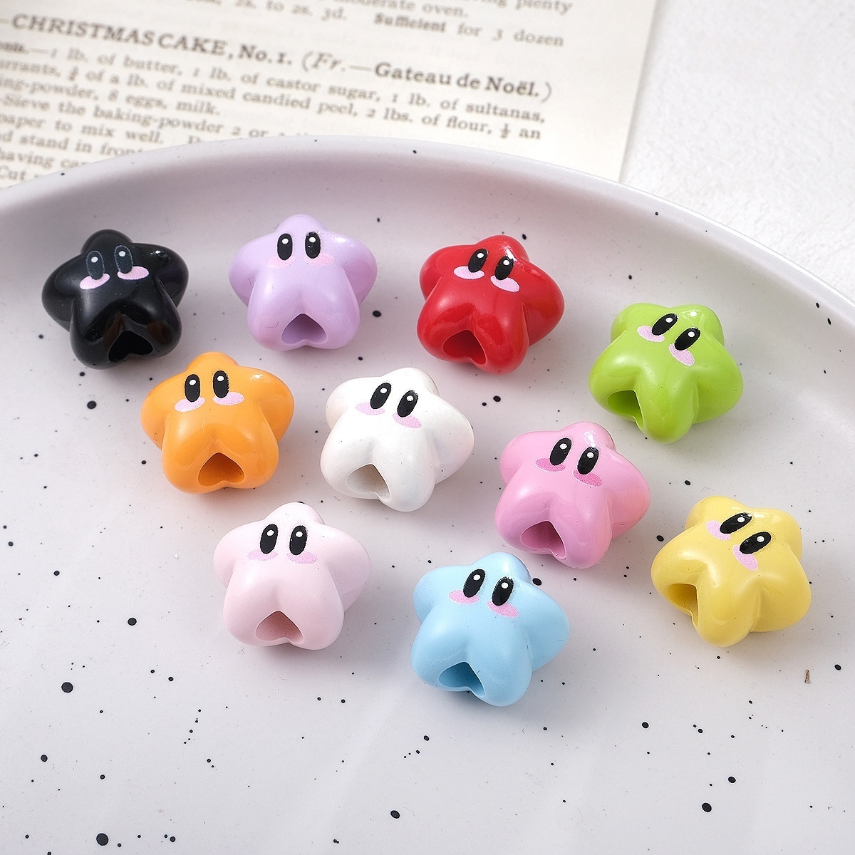 Bulk Glossy Perforated Acrylic Beads Shiny Hole Beads for Handmade Gift Accessories
