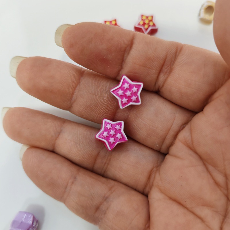 Mixed Shape Perforated Acrylic Beads Bulk Assorted Hole Beads for DIY Handmade Crafts