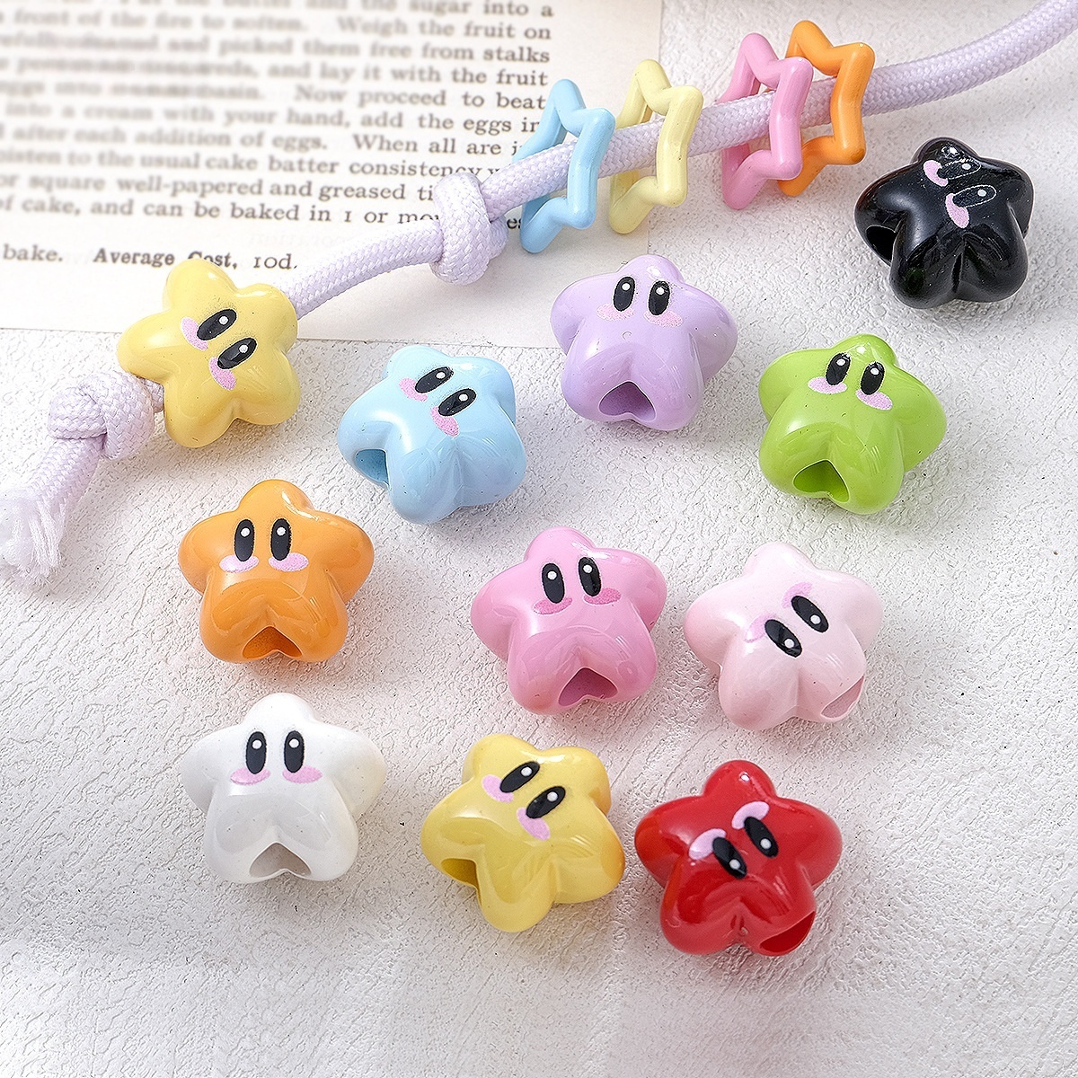 Bulk Glossy Perforated Acrylic Beads Shiny Hole Beads for Handmade Gift Accessories