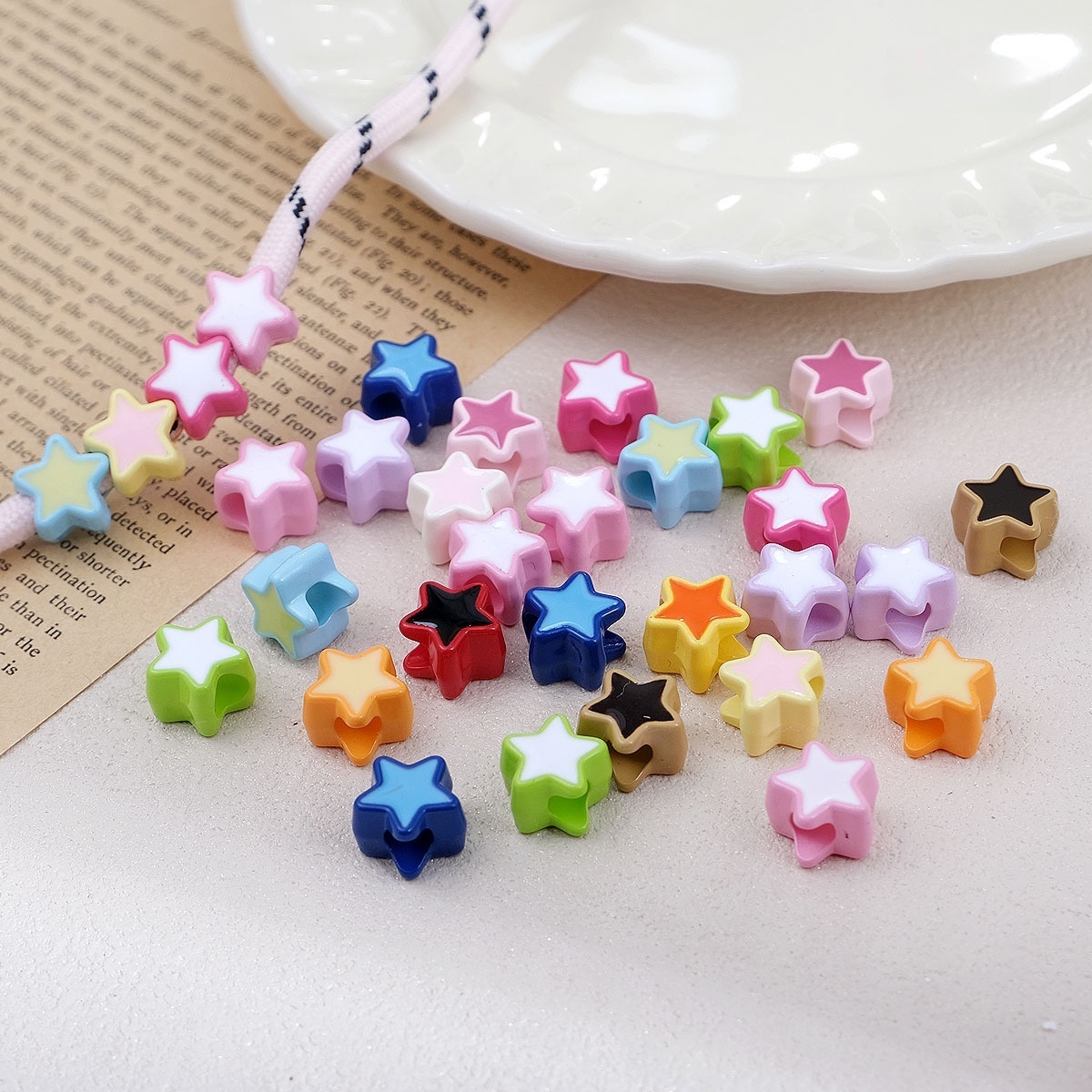 Wholesale Gradient Color Perforated Acrylic Beads Color Shift DIY Jewelry Accessories