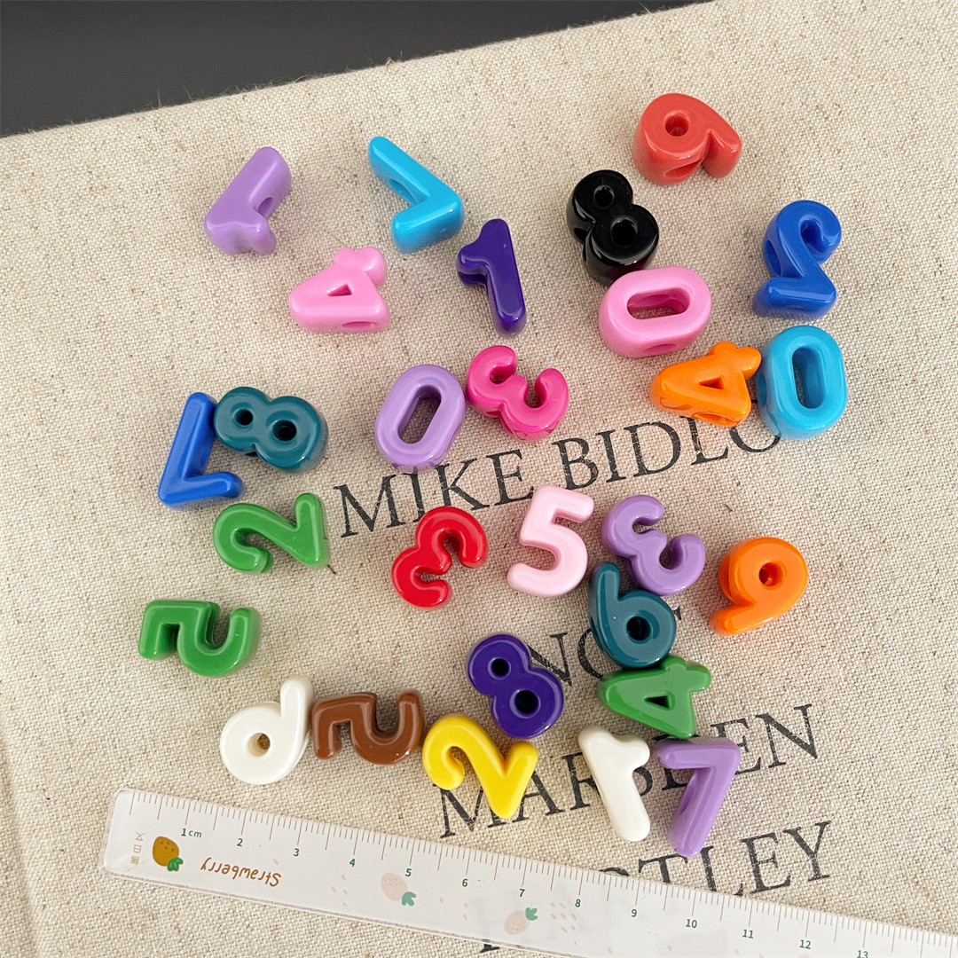 Wholesale Colorful Large Hole Number Beads, Acrylic Digit Beads for DIY Bracelet Crafts