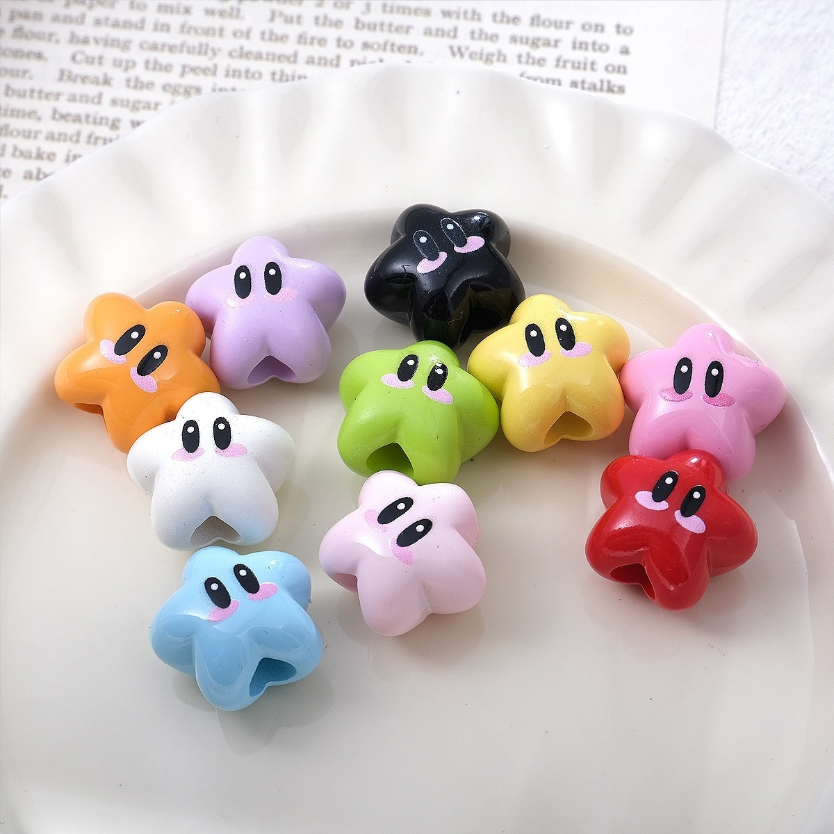 Bulk Glossy Perforated Acrylic Beads Shiny Hole Beads for Handmade Gift Accessories