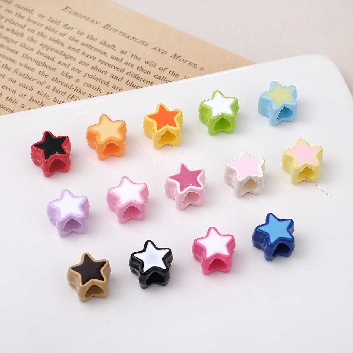 Wholesale Gradient Color Perforated Acrylic Beads Color Shift DIY Jewelry Accessories