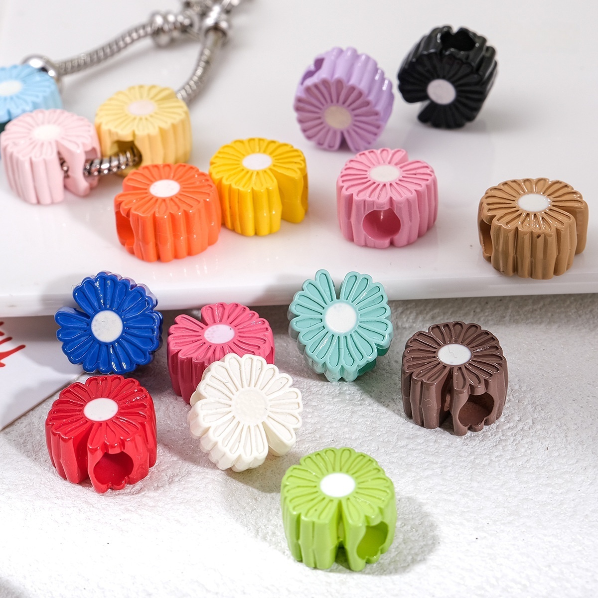 Bulk Anti-Fade Perforated Acrylic Beads Color Stable DIY Beading Accessories