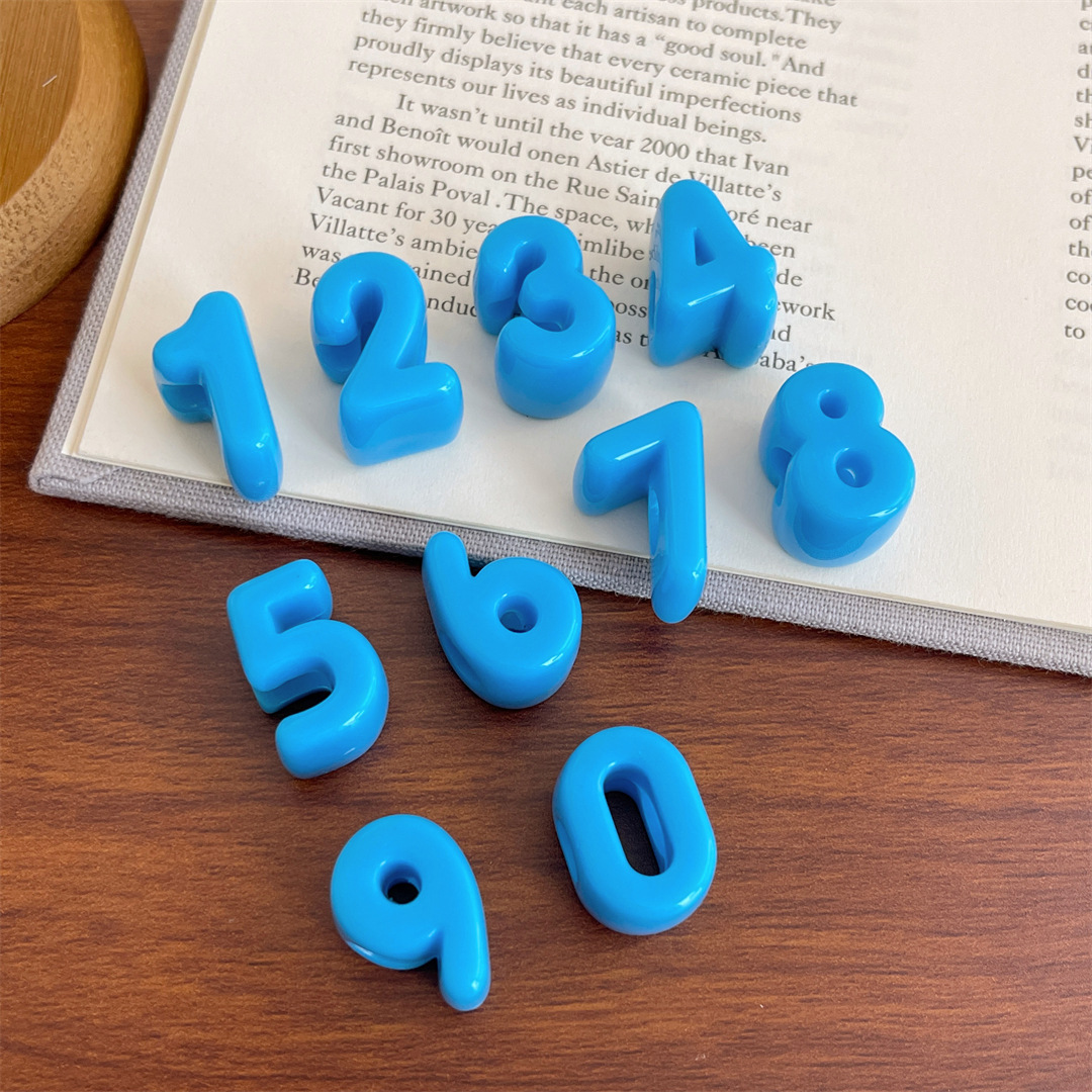 Wholesale Colorful Large Hole Number Beads, Acrylic Digit Beads for DIY Bracelet Crafts