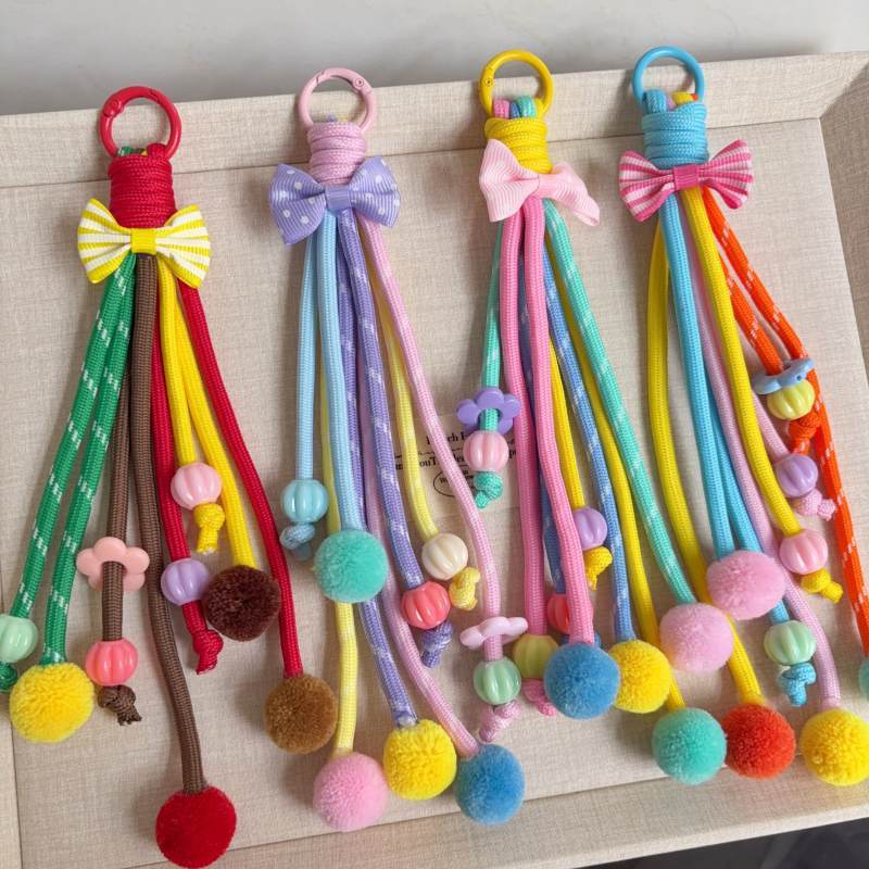 Thin Braided Cord Mini Bag Pendant, Delicate Woven Phone Charm For Fine DIY Beading