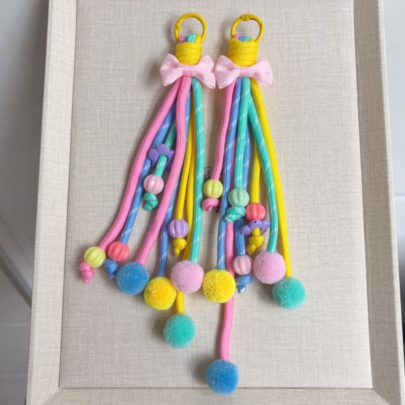 Thin Braided Cord Mini Bag Pendant, Delicate Woven Phone Charm For Fine DIY Beading