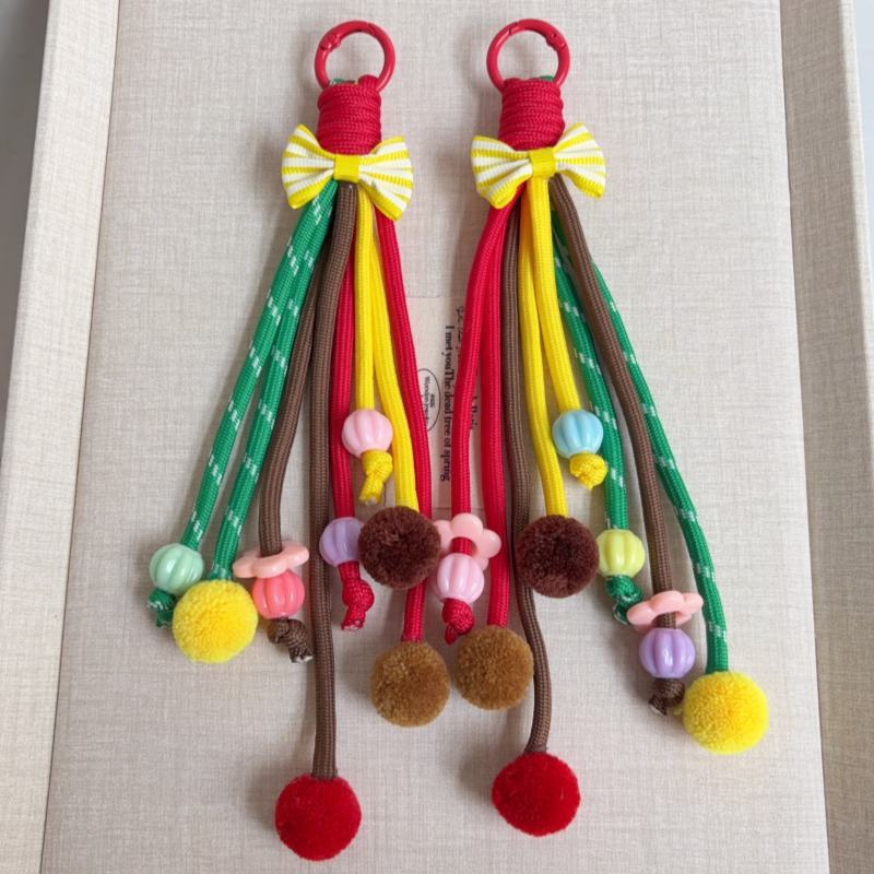 Thin Braided Cord Mini Bag Pendant, Delicate Woven Phone Charm For Fine DIY Beading