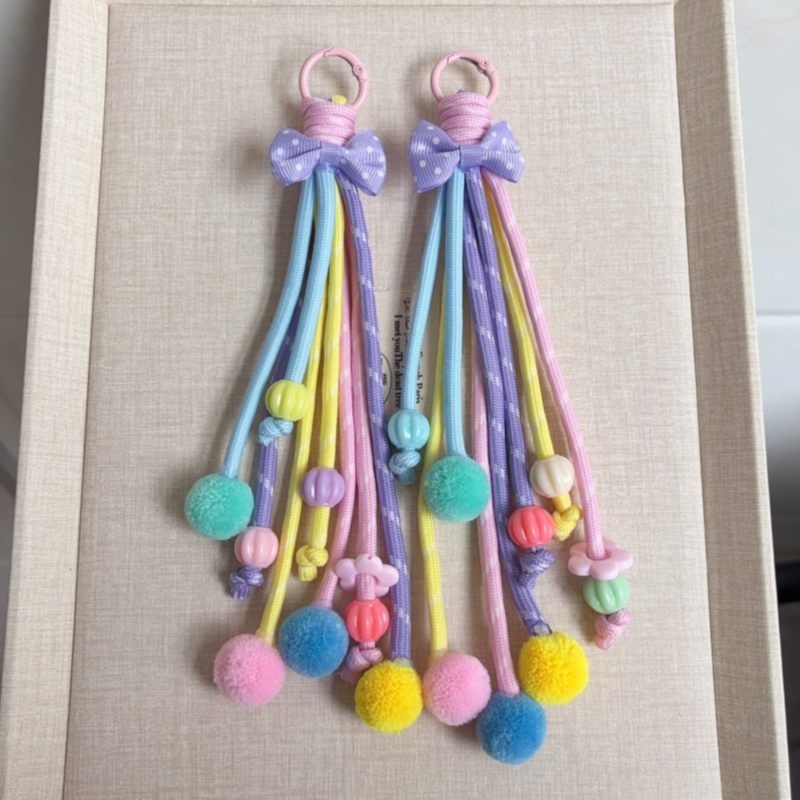 Thin Braided Cord Mini Bag Pendant, Delicate Woven Phone Charm For Fine DIY Beading