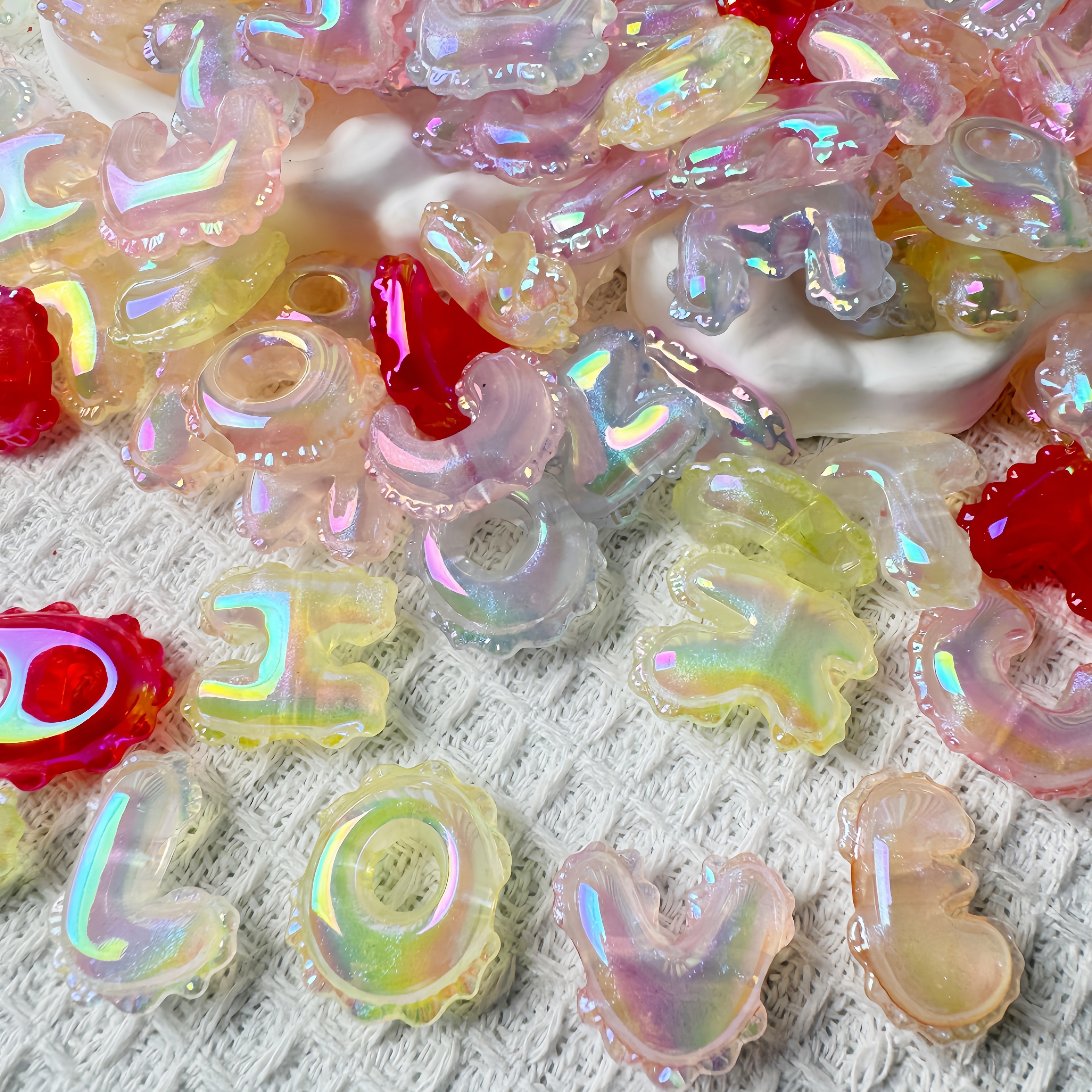 Custom DIY BUBBLE LETTER BEADS Acrylic Beads Wholesale Loose Craft Charm Beads