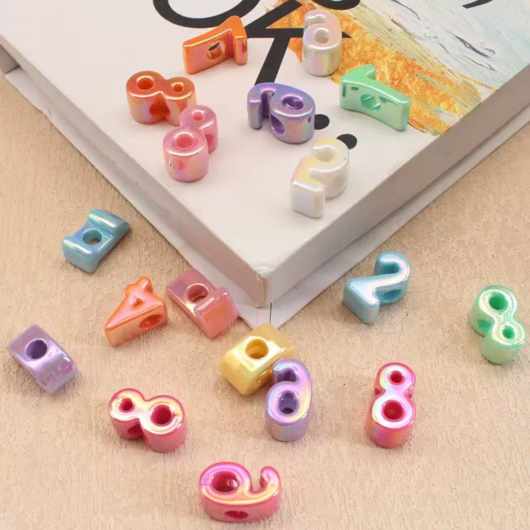 Wholesale UV Shiny Colorful Large Hole Number Beads, Acrylic Digit Beads for DIY Bracelet Crafts