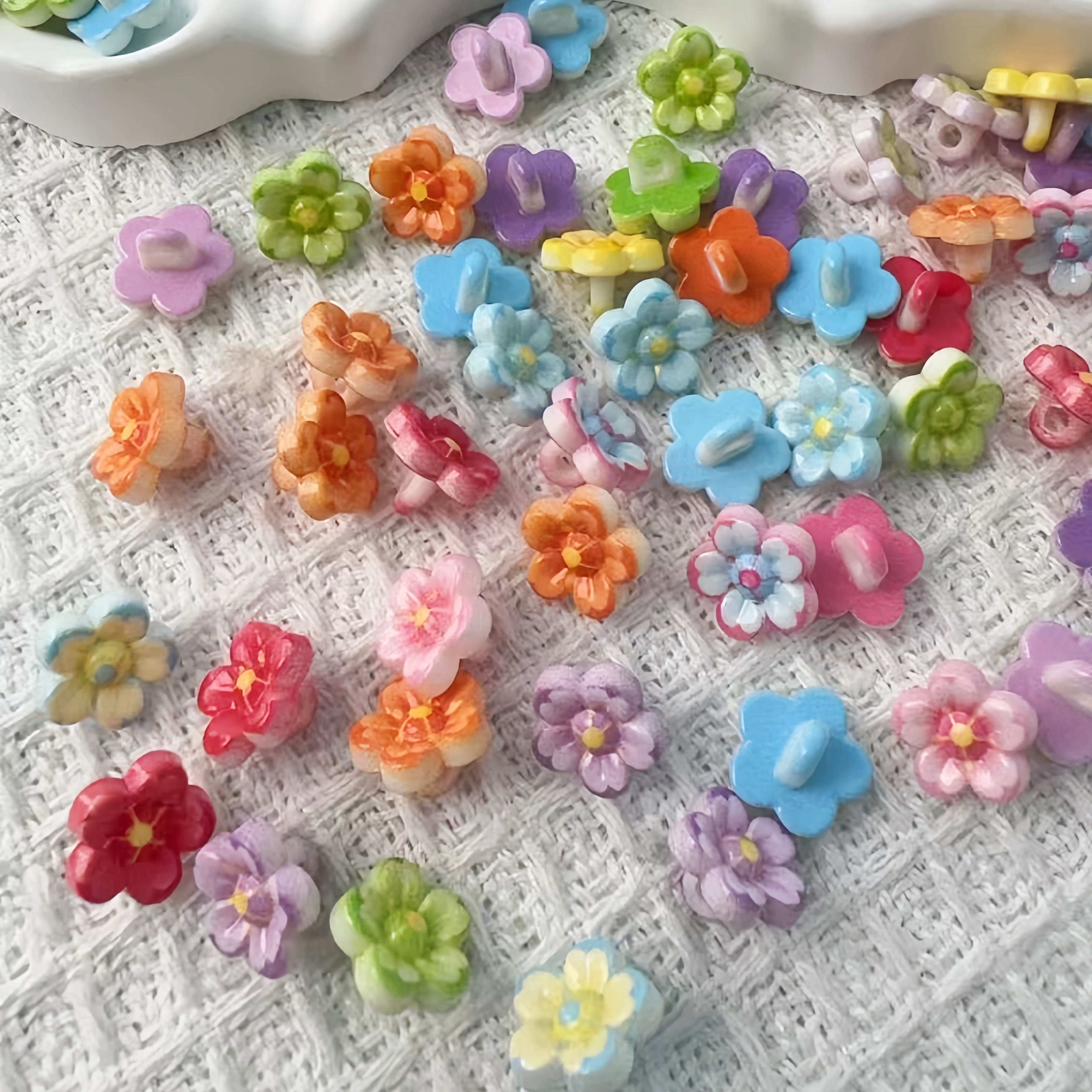 Bulk Supply Acrylic Flower Loose Beads, Lacquered Surface DIY Beads for Hand‑crafted Phone Chain Jewelry Components