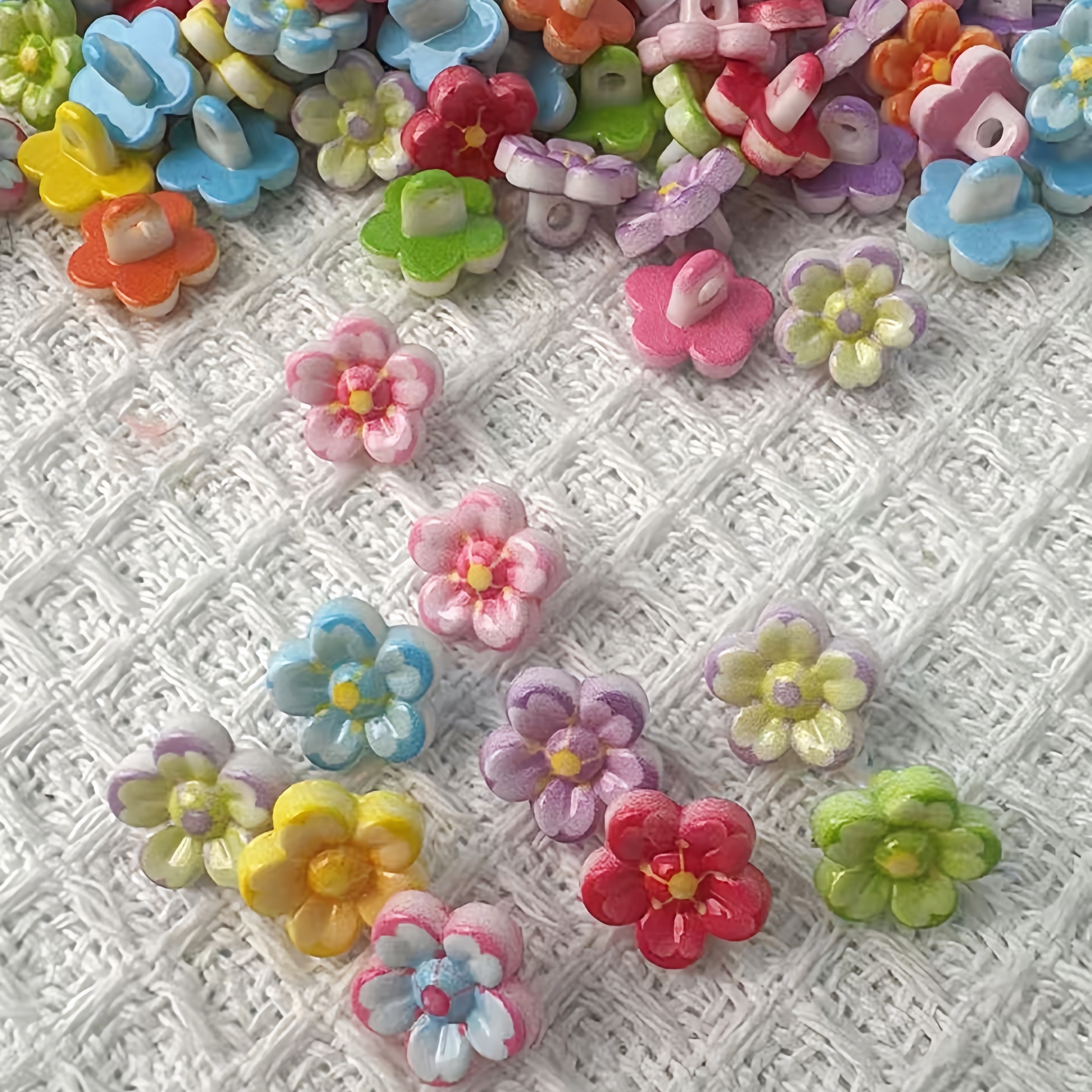 Bulk Supply Acrylic Flower Loose Beads, Lacquered Surface DIY Beads for Hand‑crafted Phone Chain Jewelry Components