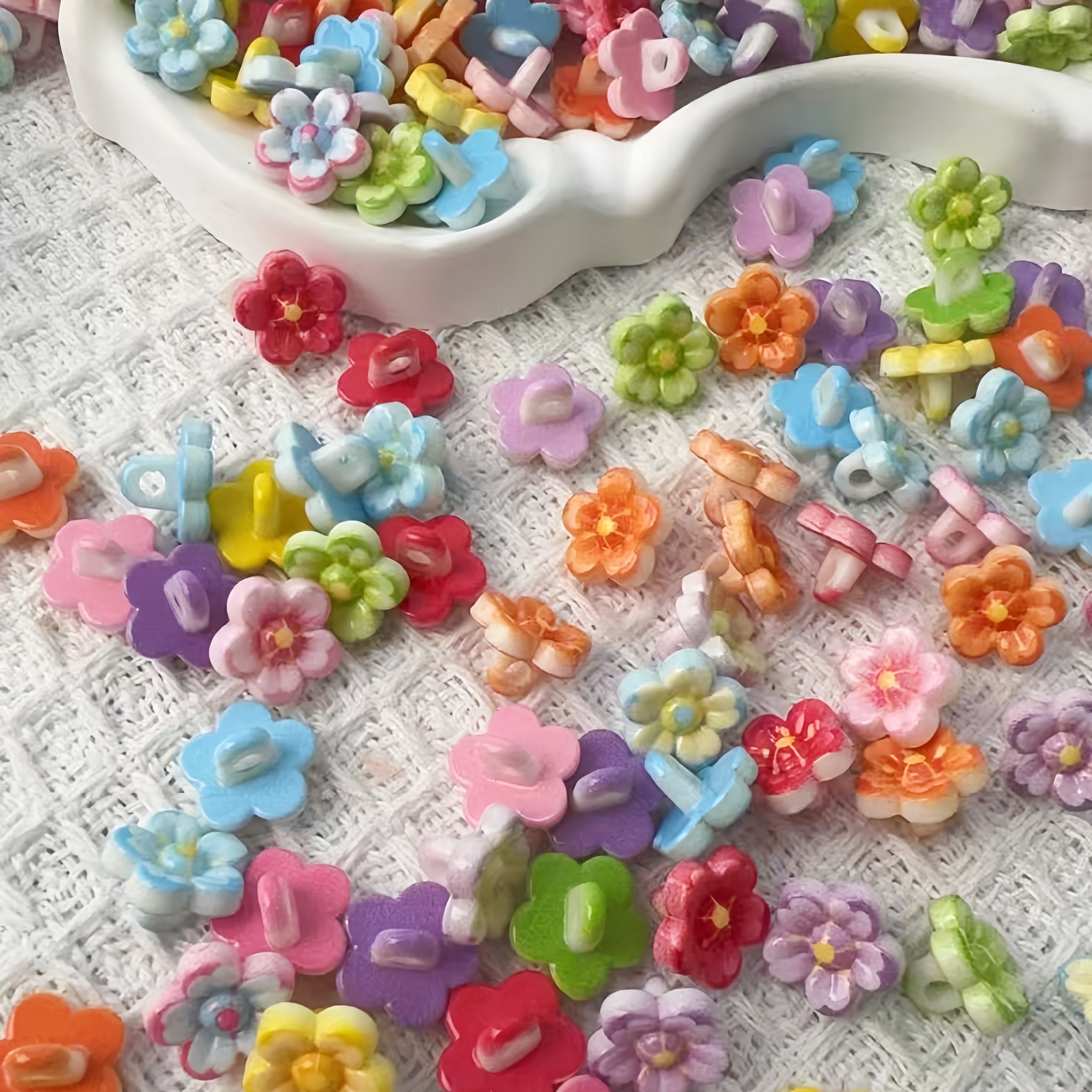 Bulk Supply Acrylic Flower Loose Beads, Lacquered Surface DIY Beads for Hand‑crafted Phone Chain Jewelry Components