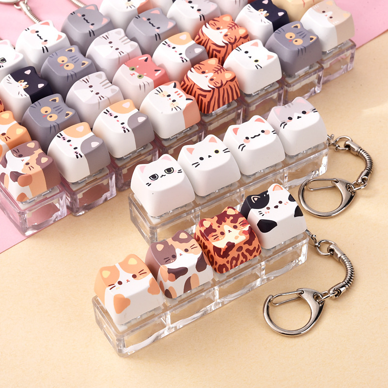 Wholesale Cat Dog Cartoon Sublimation Fidget Button Squishy, Stylish Keychain Bag Charm Decompression Vent Toy