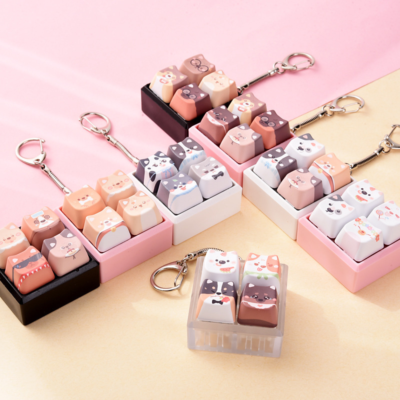 Craft Supply Sublimation Cat Dog Button Squishy Bulk, Stylish Fidget Keychain Decompression Hanging Charm Supplies