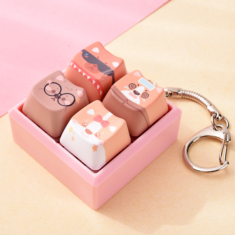 Craft Supply Sublimation Cat Dog Button Squishy Bulk, Stylish Fidget Keychain Decompression Hanging Charm Supplies