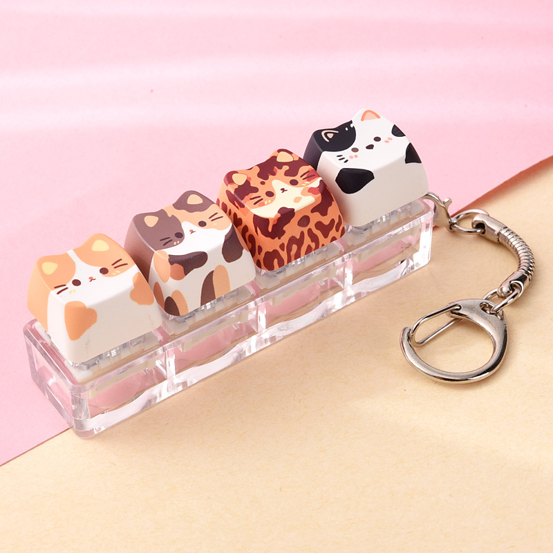 Wholesale Cat Dog Cartoon Sublimation Fidget Button Squishy, Stylish Keychain Bag Charm Decompression Vent Toy