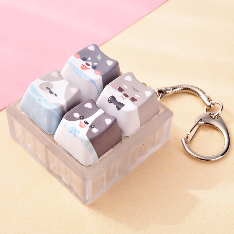 Craft Supply Sublimation Cat Dog Button Squishy Bulk, Stylish Fidget Keychain Decompression Hanging Charm Supplies