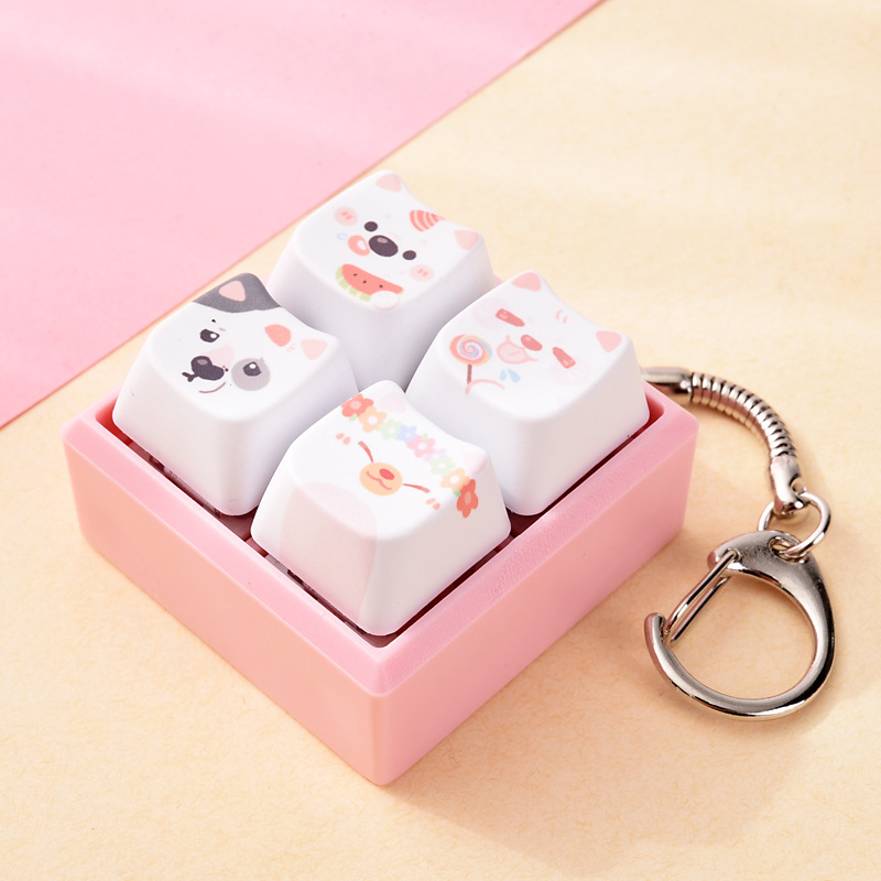 Craft Supply Sublimation Cat Dog Button Squishy Bulk, Stylish Fidget Keychain Decompression Hanging Charm Supplies