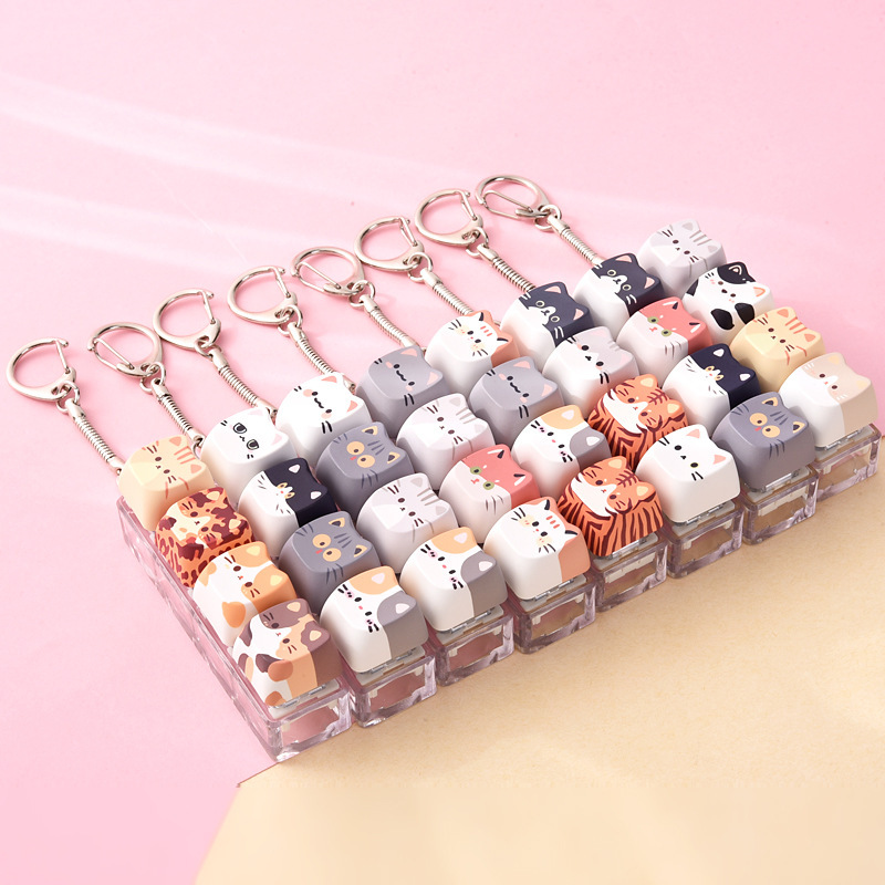 Wholesale Cat Dog Cartoon Sublimation Fidget Button Squishy, Stylish Keychain Bag Charm Decompression Vent Toy