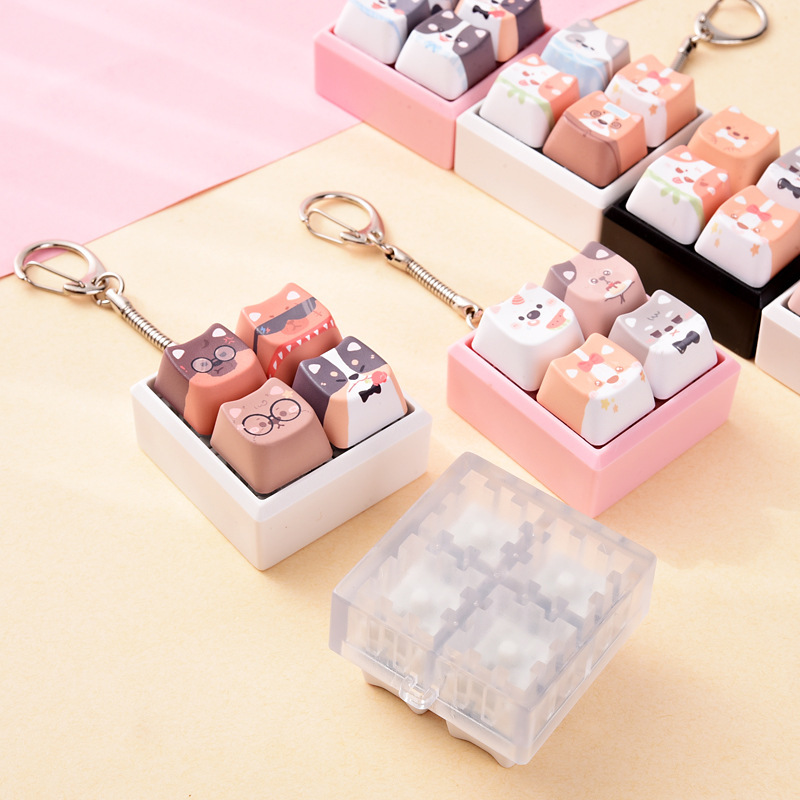 Craft Supply Sublimation Cat Dog Button Squishy Bulk, Stylish Fidget Keychain Decompression Hanging Charm Supplies