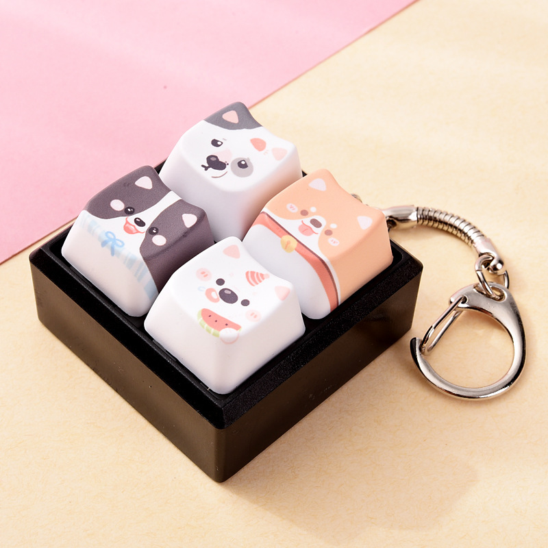 Craft Supply Sublimation Cat Dog Button Squishy Bulk, Stylish Fidget Keychain Decompression Hanging Charm Supplies