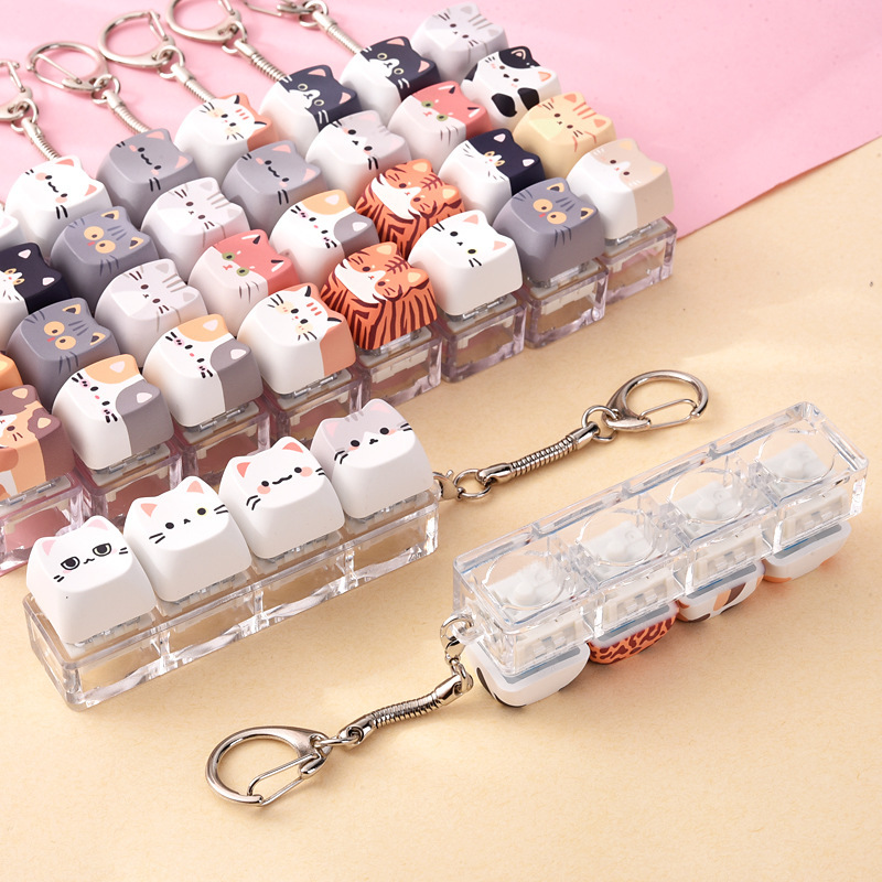 Wholesale Cat Dog Cartoon Sublimation Fidget Button Squishy, Stylish Keychain Bag Charm Decompression Vent Toy