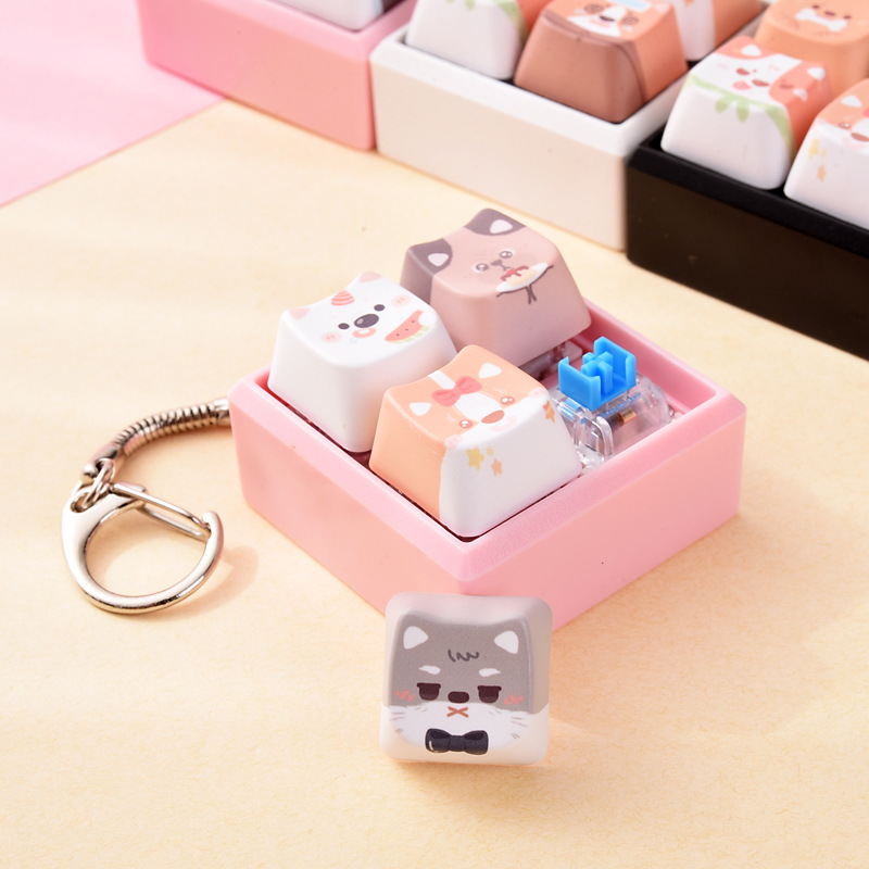 Craft Supply Sublimation Cat Dog Button Squishy Bulk, Stylish Fidget Keychain Decompression Hanging Charm Supplies