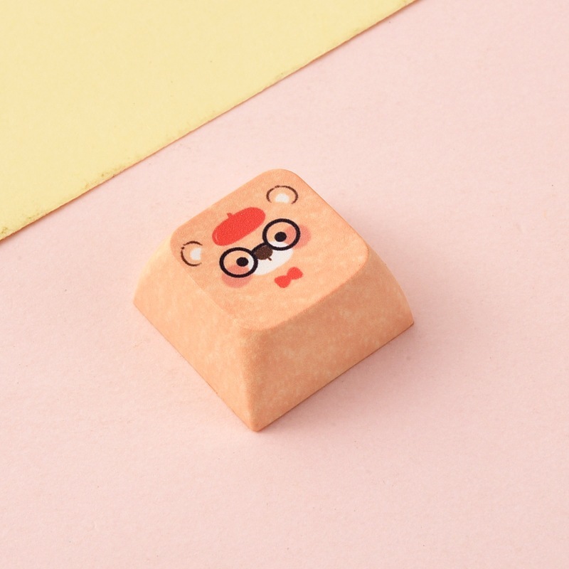 Wholesale Creative Animal Cartoon Sublimation Keycaps, Stress‑Relief Keyboard Buttons Decompression Keychain Small Bag Charm Accessories