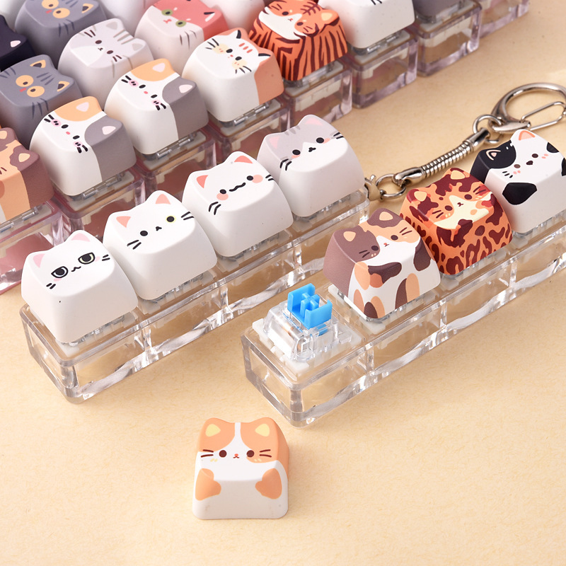 Wholesale Cat Dog Cartoon Sublimation Fidget Button Squishy, Stylish Keychain Bag Charm Decompression Vent Toy