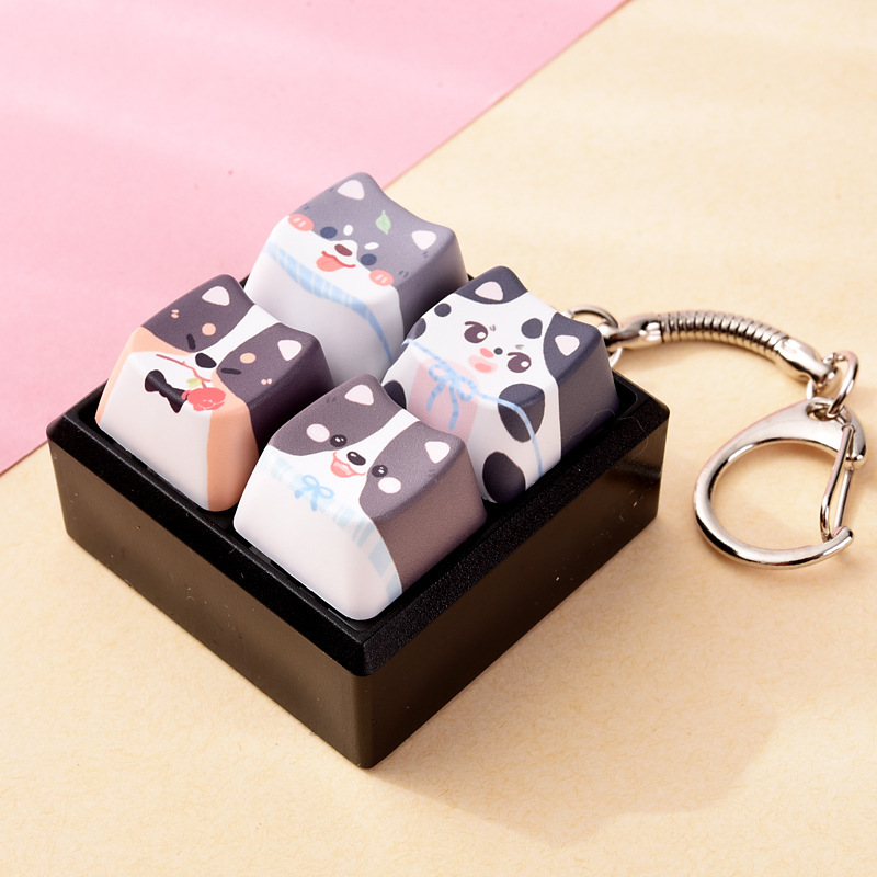 Craft Supply Sublimation Cat Dog Button Squishy Bulk, Stylish Fidget Keychain Decompression Hanging Charm Supplies