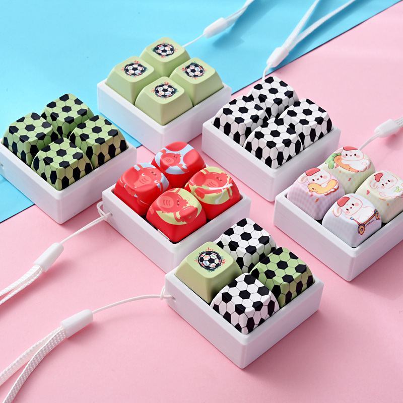 Wholesale Creative Soccer Football Button Fidget Clicker Keychain, Stress‑Relief Bag Charm Decompression Vent Toy Small Gift Pendant