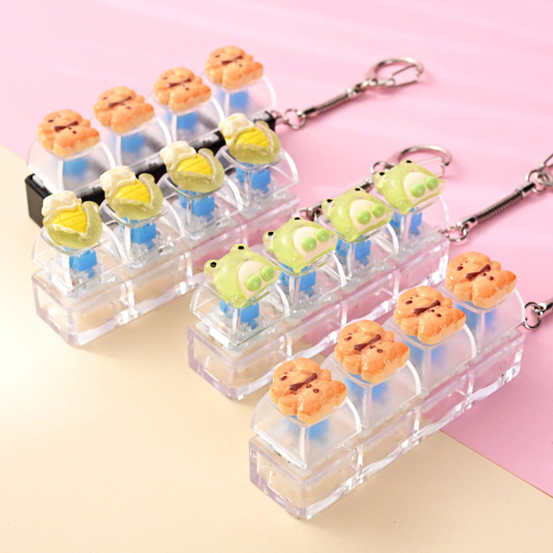 Wholesale Lovely Cute Bread Fidget Button Keychain, Stress‑Relief Hanging Charm for Bag Key Decoration Small Gift