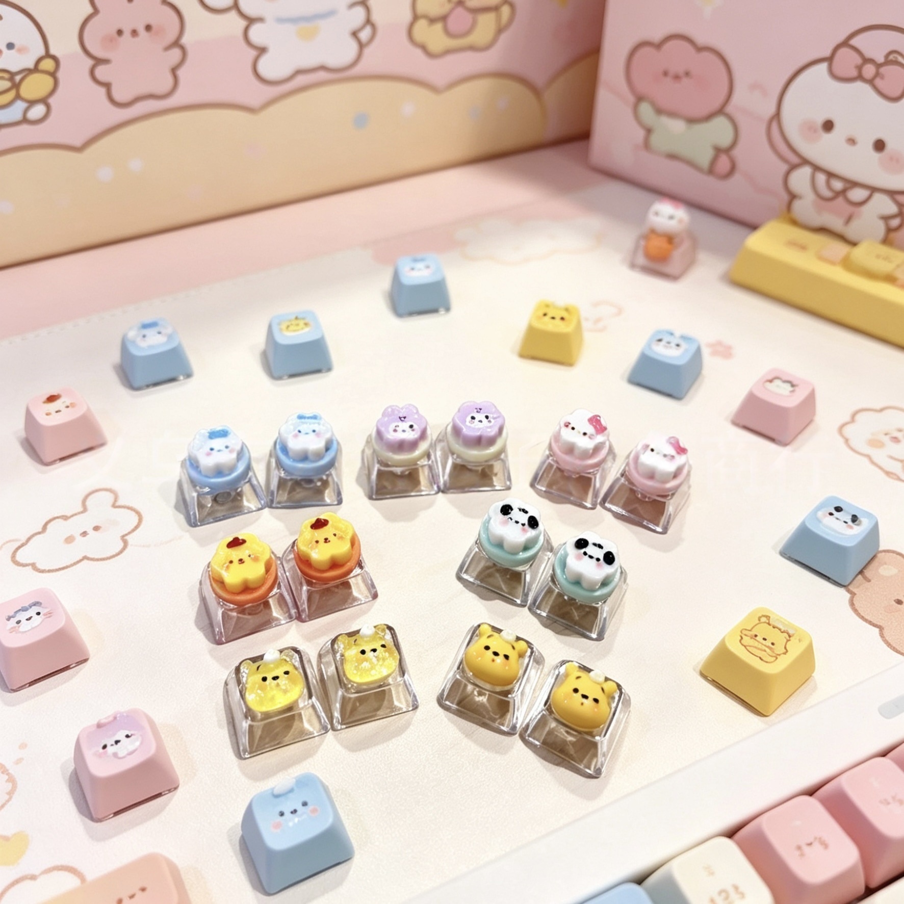 Bulk Decompression Creative Cartoon Animal Keycaps, Sublimation Animal Keyboard Parts for Custom Keychain Bag Charm Components